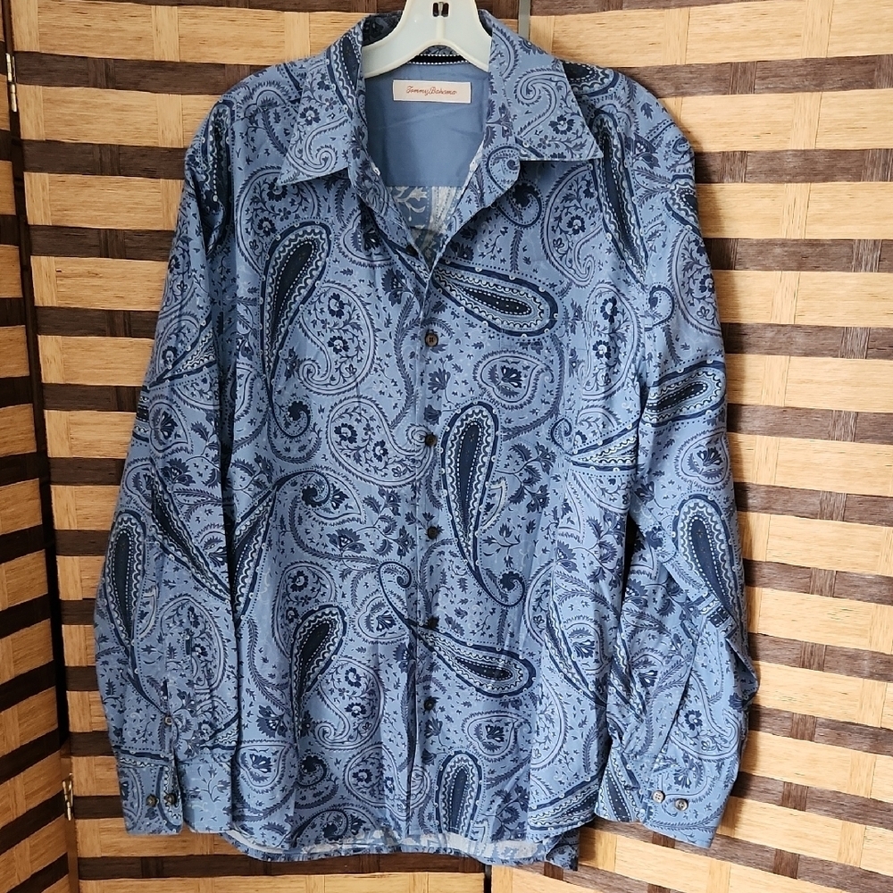 EUC! Tommy Bahama Paisley Blue Men's Button Down